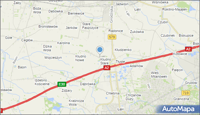 mapa Kłudno Stare, Kłudno Stare na mapie Targeo